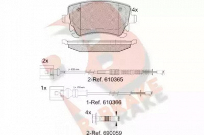 R BRAKE rb1674208 -  Комплект тормозных колодок, дисковый тормоз